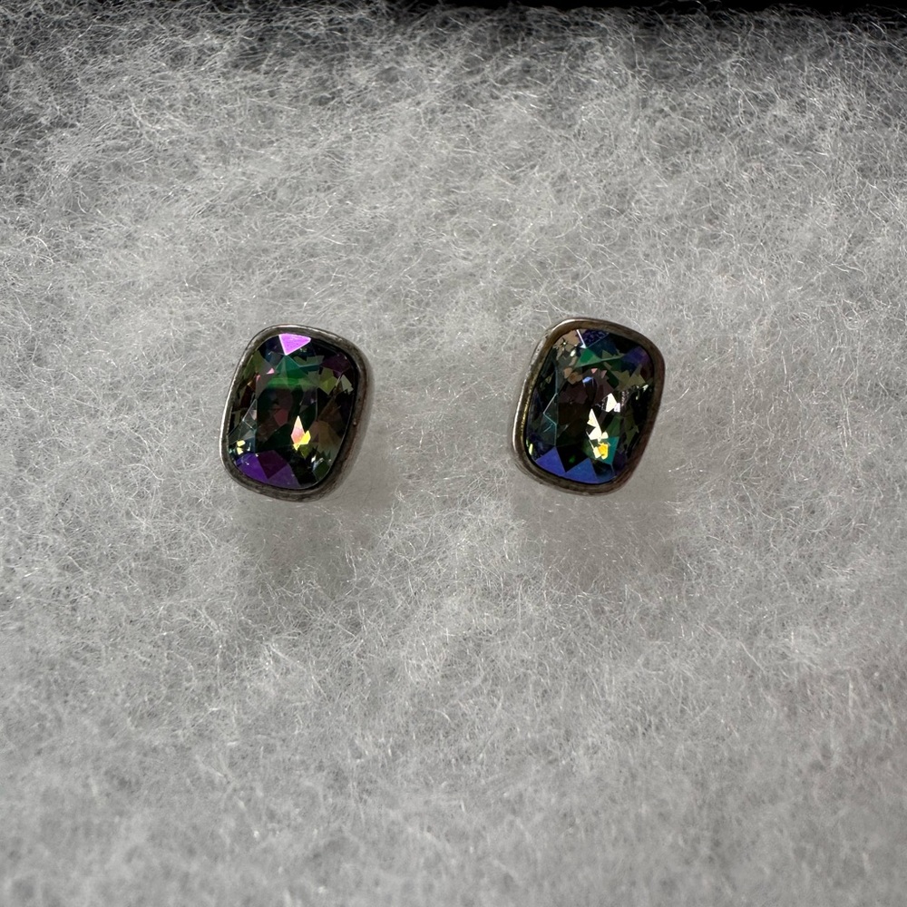 Iridescent Rectangular Stud Earrings - image 2